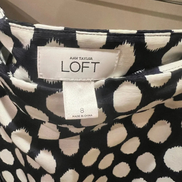 LOFT NWT White/Navy Polka Dot A Line mini skirt size 8 with Pockets - Picture 5 of 5